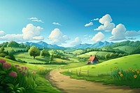 Landscape countryside grassland panoramic. 