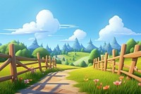 Landscape panoramic outdoors cartoon. 