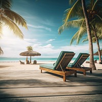 Summer beach chair sea. AI generated Image by rawpixel.