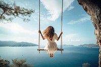 Portrait outdoors travel swing