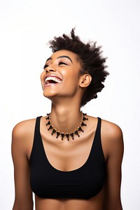 Necklace portrait laughing jewelry. AI generated Image by rawpixel.