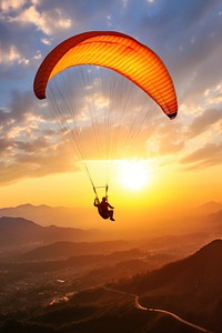 Paragliding recreation adventure flying. AI generated Image by rawpixel.