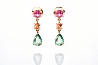 Gemstone earring jewelry white background.