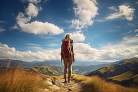 Backpacking adventure outdoors nature. AI generated Image by rawpixel.