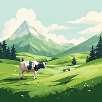 Cow grassland livestock mountain. AI generated Image by rawpixel.