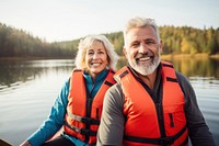 Recreation lifejacket portrait outdoors. 