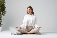 Laptop yoga computer sitting. 