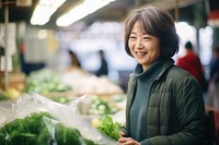 Market shopping adult smile. 