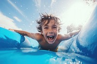 Inflatable recreation swimming shouting. 