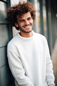 Sweater portrait outdoors smiling. 