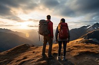 Backpacking adult sky mountaineering. 