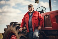 Standing portrait tractor vehicle. 