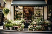 Flower plant city shop. AI generated Image by rawpixel.