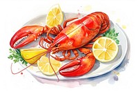 Lobster seafood lemon plate. 