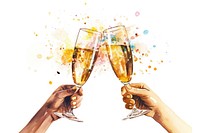 Glass hand fun champagne. AI generated Image by rawpixel.