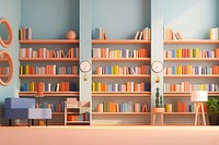 Bookshelf furniture bookcase library. 