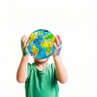 Holding planet child globe. AI generated Image by rawpixel.