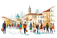 City outdoors tourist walking. AI generated Image by rawpixel.