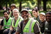 Volunteer adult environmentalist togetherness. 