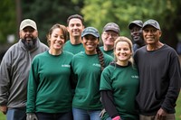 Volunteer adult environmentalist togetherness. 