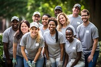 Volunteer adult environmentalist togetherness. 