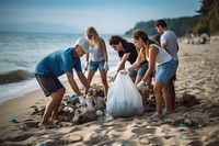 Beach adult environmentalist togetherness. 