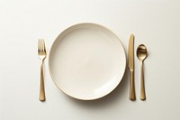 Plate spoon white fork. 