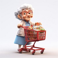 Supermarket shopping cartoon shopping cart. AI generated Image by rawpixel.
