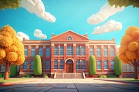 School architecture building cartoon. AI generated Image by rawpixel.