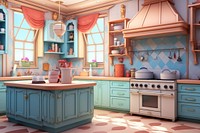 Kitchen cartoon room architecture. 