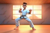 Karate cartoon sports determination. 