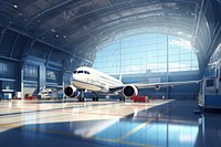 Hangar architecture airplane aircraft. AI generated Image by rawpixel.