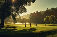 Golf outdoors morning nature. 