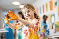 Classroom paint smile child. 