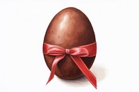 Egg red bow white background. 