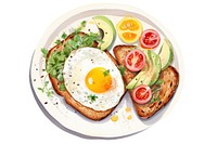 Plate breakfast bread food. AI generated Image by rawpixel.