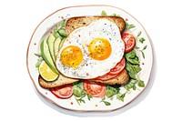 Plate breakfast bread food. AI generated Image by rawpixel.