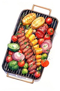 Food meat vegetable barbecue. 