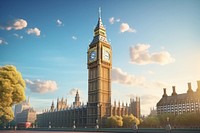 Big Ben architecture landscape building. AI generated Image by rawpixel.