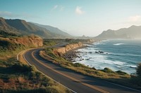 Coast road landscape outdoors. 