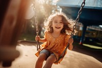 Playground outdoors portrait swing. 