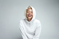 Sweatshirt laughing white happy. 