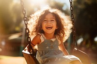 Playground laughing outdoors portrait. 