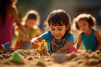 Child sand outdoors beach. AI generated Image by rawpixel.