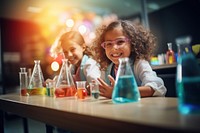 Chemistry science bottle child. AI generated Image by rawpixel.