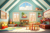 Room kindergarten architecture furniture. AI generated Image by rawpixel.