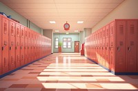 Locker hallway school red.