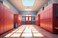 Locker school hall red.