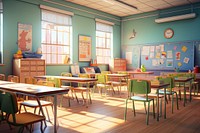 School room architecture furniture.