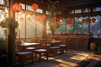 Restaurant architecture furniture building. AI generated Image by rawpixel.